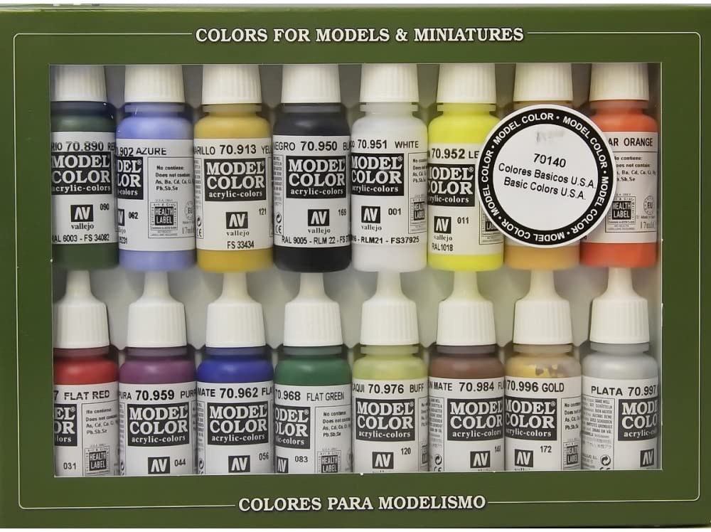 Vallejo Face/Skin Colors Paint Set 16-Colors 17ml